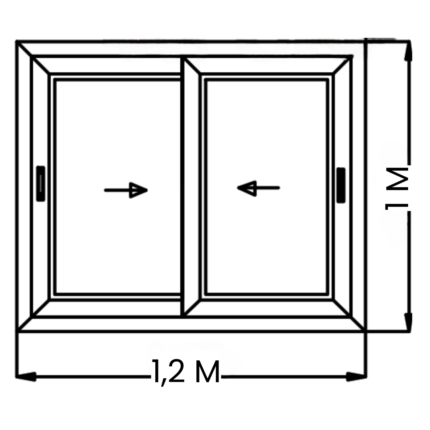 VENTANA PVC  1B (1.2X1) CORREDERA SIMPLE BLANCA